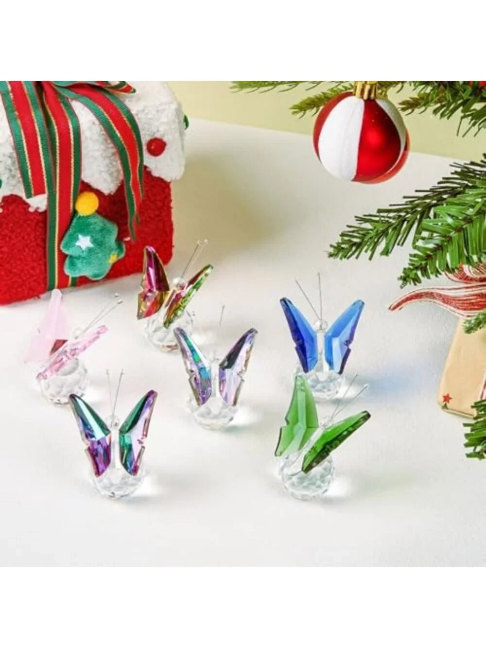Handcrafted 6-Piece Crystal Butterfly Figurine Set | Glass Animal Decor